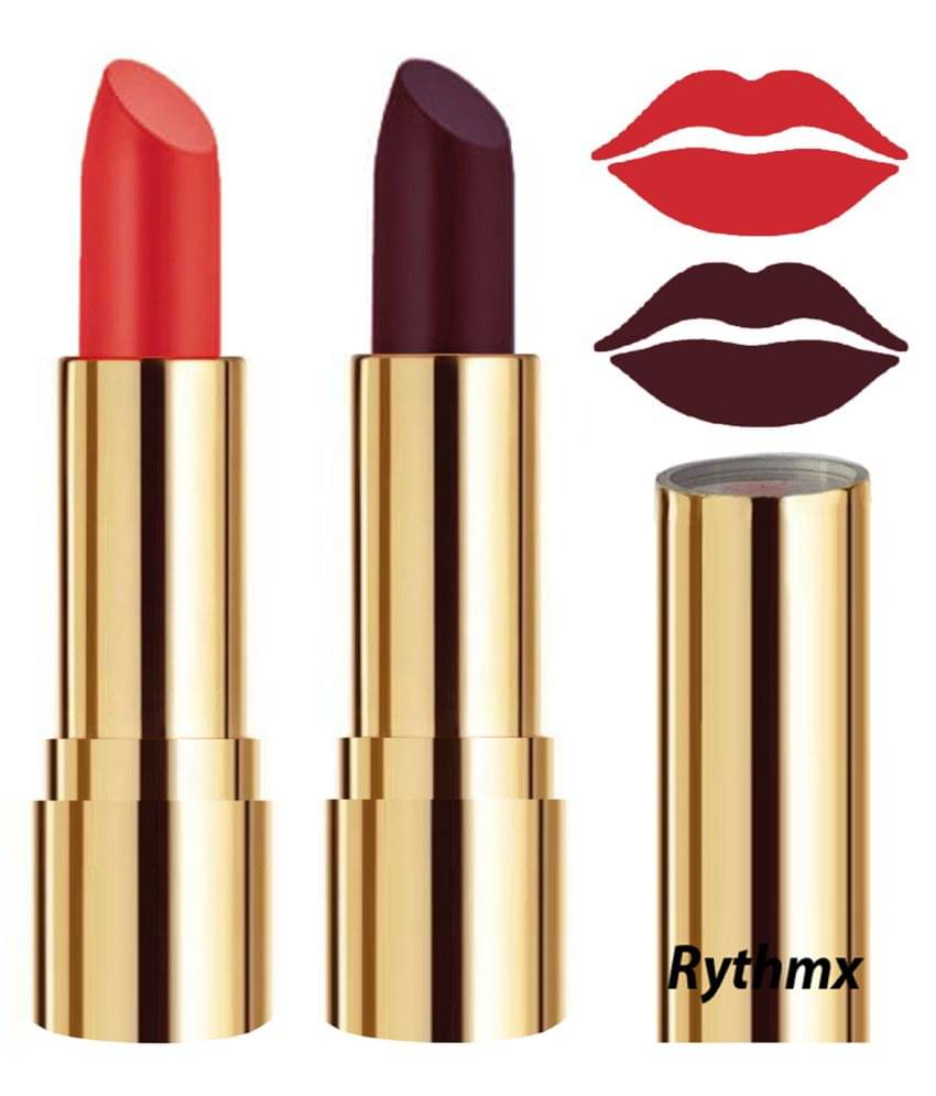     			Rythmx Orange,Wine Matte Creme Lipstick Long Stay on Lips Multi Pack of 2 8 g