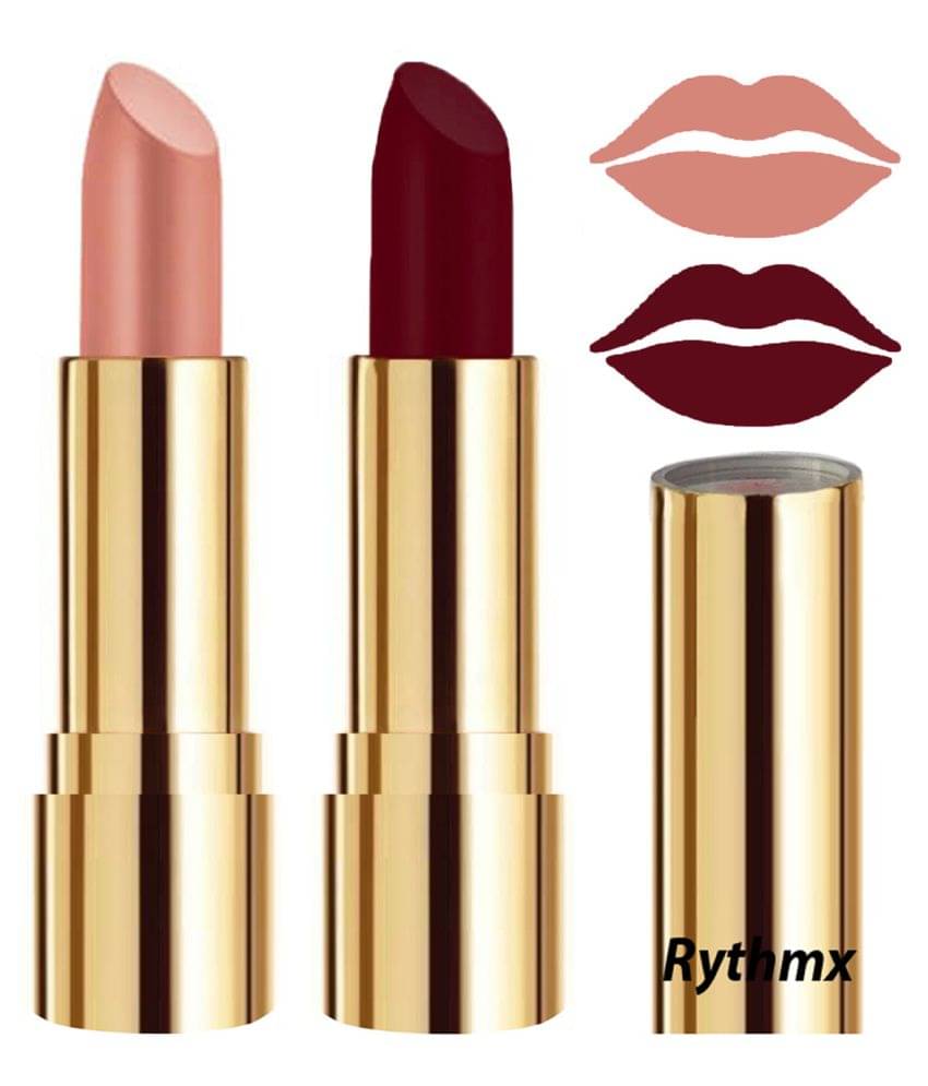     			Rythmx Peach,Maroon Matte Creme Lipstick Long Stay on Lips Multi Pack of 2 8 g