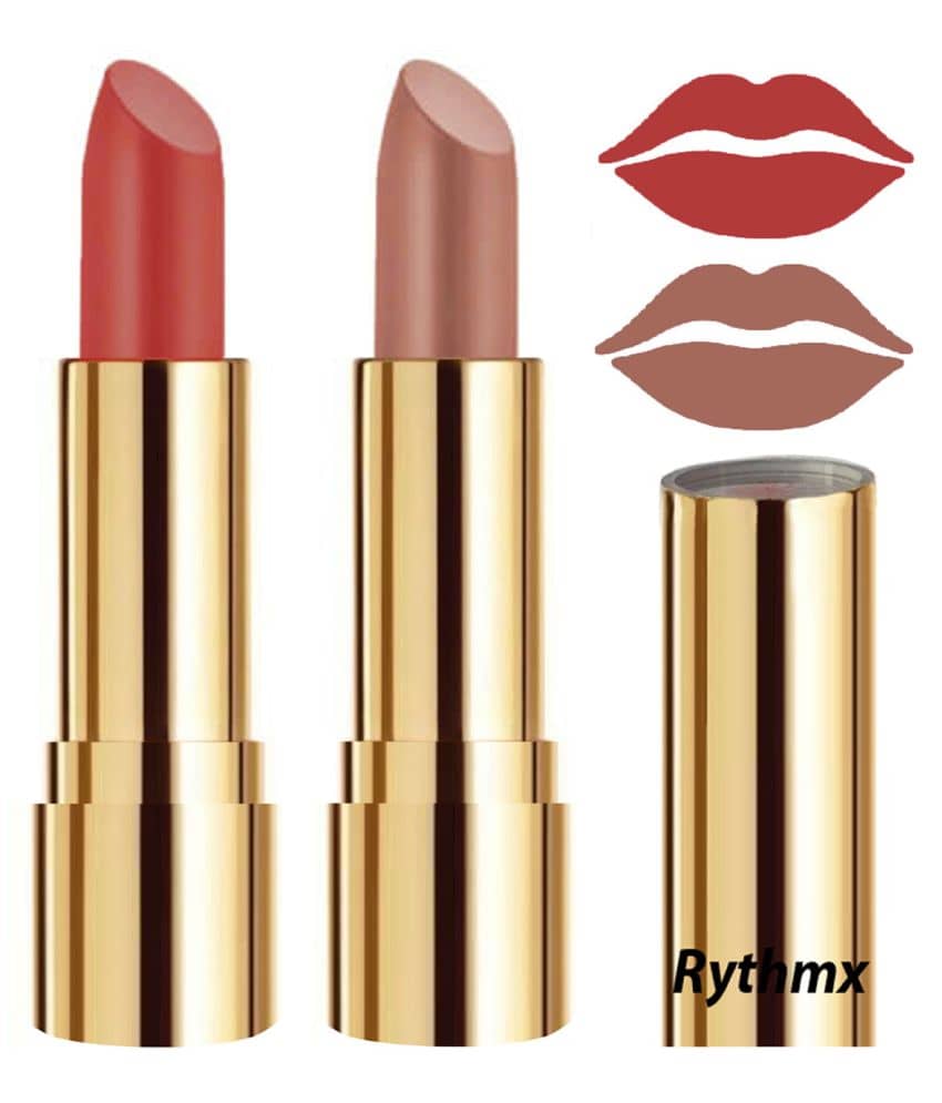 Rythmx Peach,Nude Matte Creme Lipstick Long Stay on Lips Multi Pack of 2 8 g