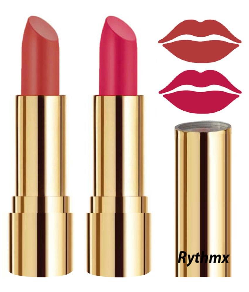     			Rythmx Peach,Pink Matte Creme Lipstick Long Stay on Lips Multi Pack of 2 8 g