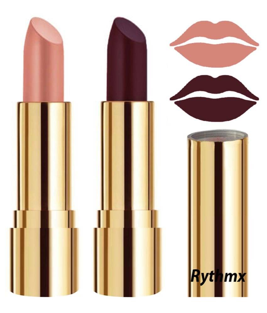     			Rythmx Peach,Wine Matte Creme Lipstick Long Stay on Lips Multi Pack of 2 8 g