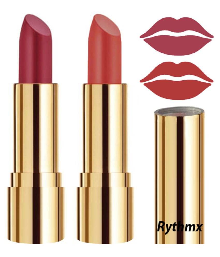     			Rythmx Pink,Peach Matte Creme Lipstick Long Stay on Lips Multi Pack of 2 8 g
