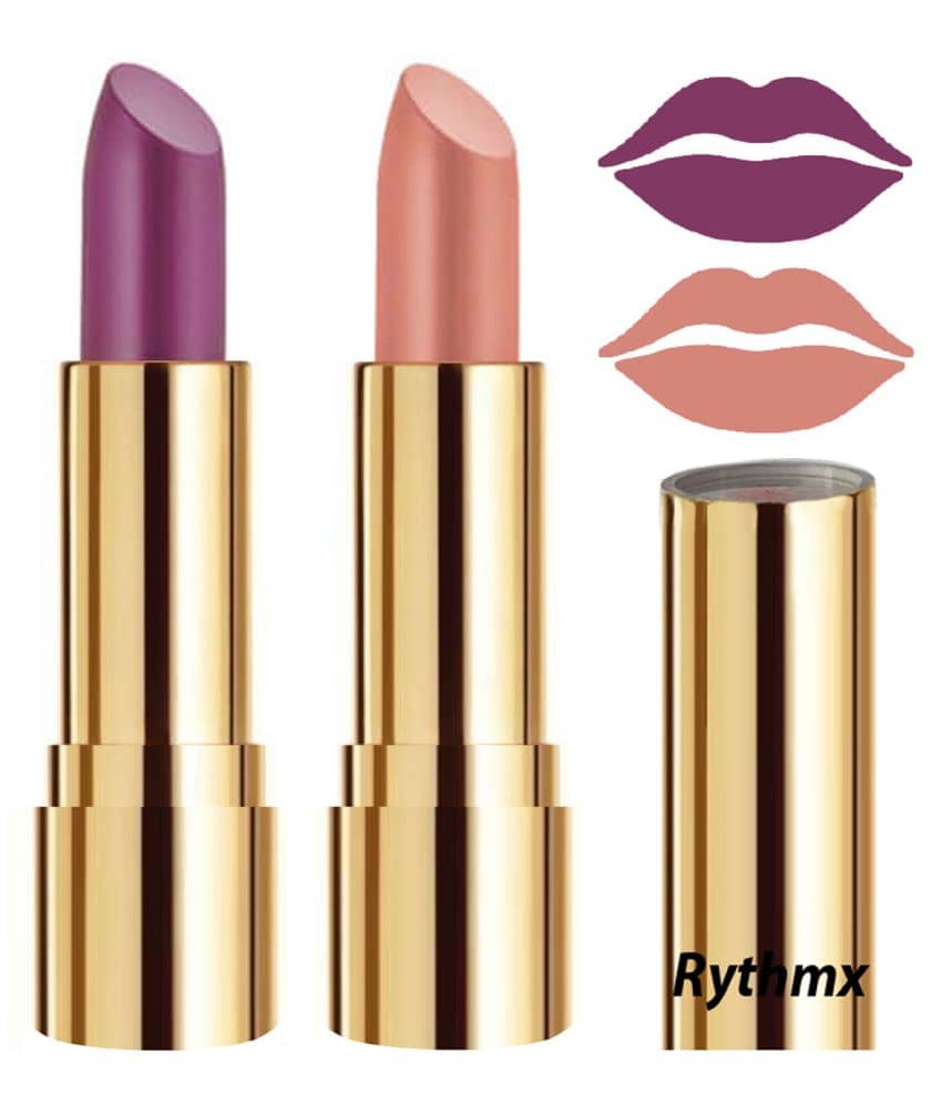 Rythmx Purple,Peach Matte Creme Lipstick Long Stay on Lips Multi Pack of 2 8 g