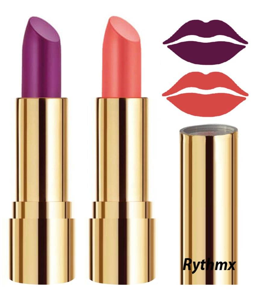     			Rythmx Purple,Peach Matte Creme Lipstick Long Stay on Lips Multi Pack of 2 8 g