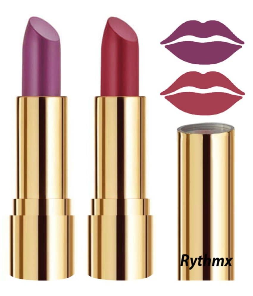 Rythmx Purple,Pink Matte Creme Lipstick Long Stay on Lips Multi Pack of 2 8 g