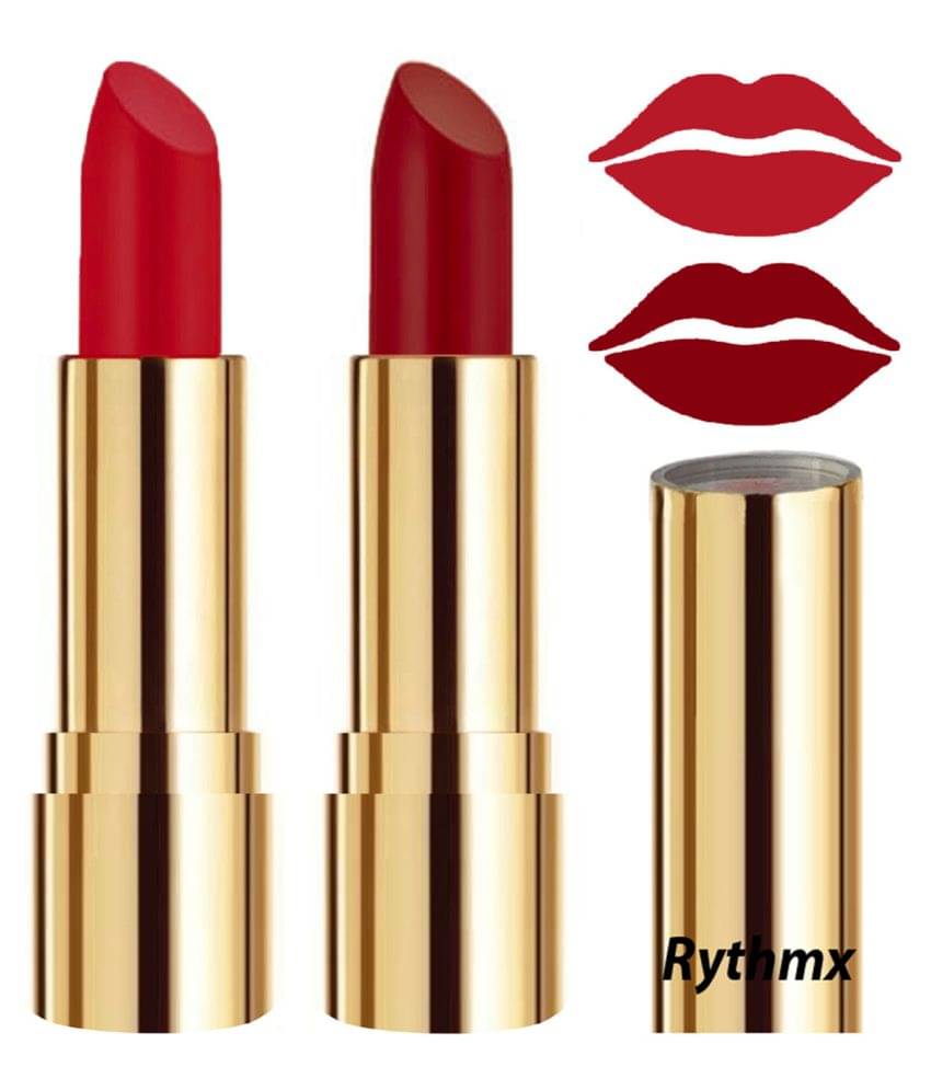     			Rythmx Red,Maroon Matte Creme Lipstick Long Stay on Lips Multi Pack of 2 8 g
