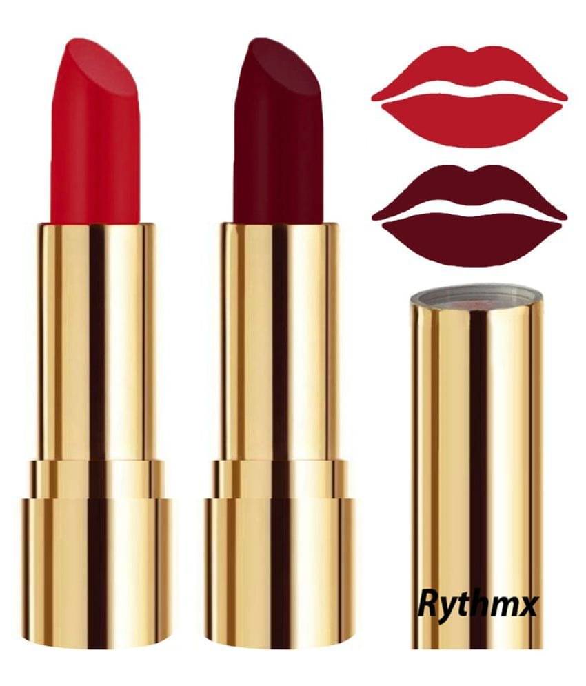     			Rythmx Red,Maroon Matte Creme Lipstick Long Stay on Lips Multi Pack of 2 8 g