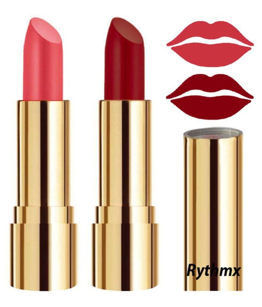     			Rythmx Red,Maroon Matte Creme Lipstick Long Stay on Lips Multi Pack of 2 8 g