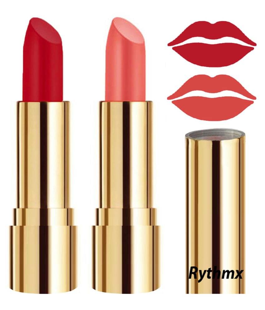     			Rythmx Red,Peach Matte Creme Lipstick Long Stay on Lips Multi Pack of 2 8 g