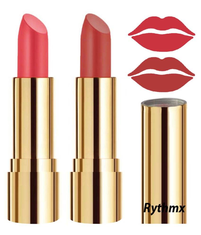     			Rythmx Red,Peach Matte Creme Lipstick Long Stay on Lips Multi Pack of 2 8 g