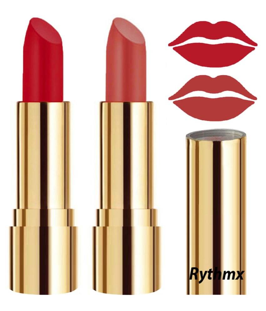     			Rythmx Red,Peach Matte Creme Lipstick Long Stay on Lips Multi Pack of 2 8 g