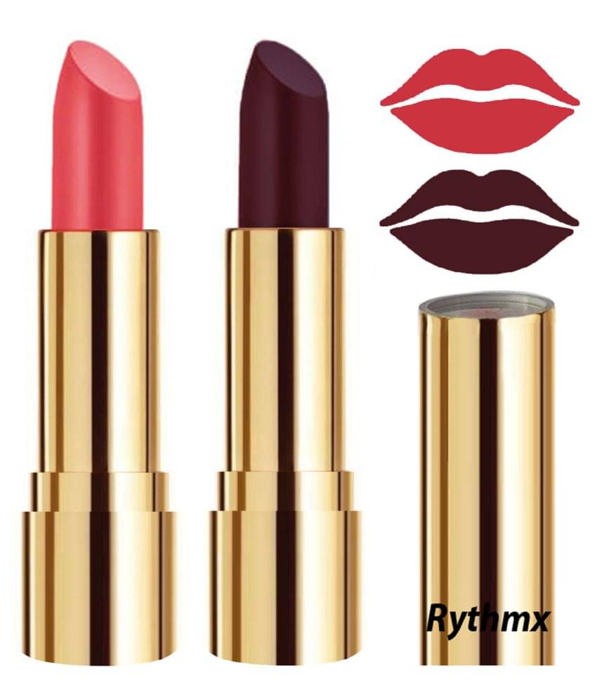     			Rythmx Red,Wine Matte Creme Lipstick Long Stay on Lips Multi Pack of 2 8 g