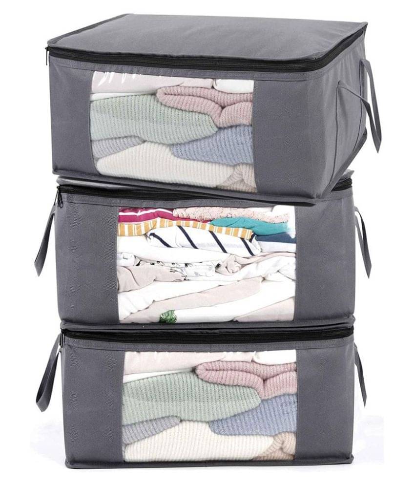 SH. NASIMA Set of 3 Underbed Storage Bag, Storage Organizer, Blanket Cover with Front Handle - (Full Grey) SH. NASIMA Set of 3 Underbed Storage Bag, Storage Organizer, Blanket Cover with Front Handle - (Full Grey)