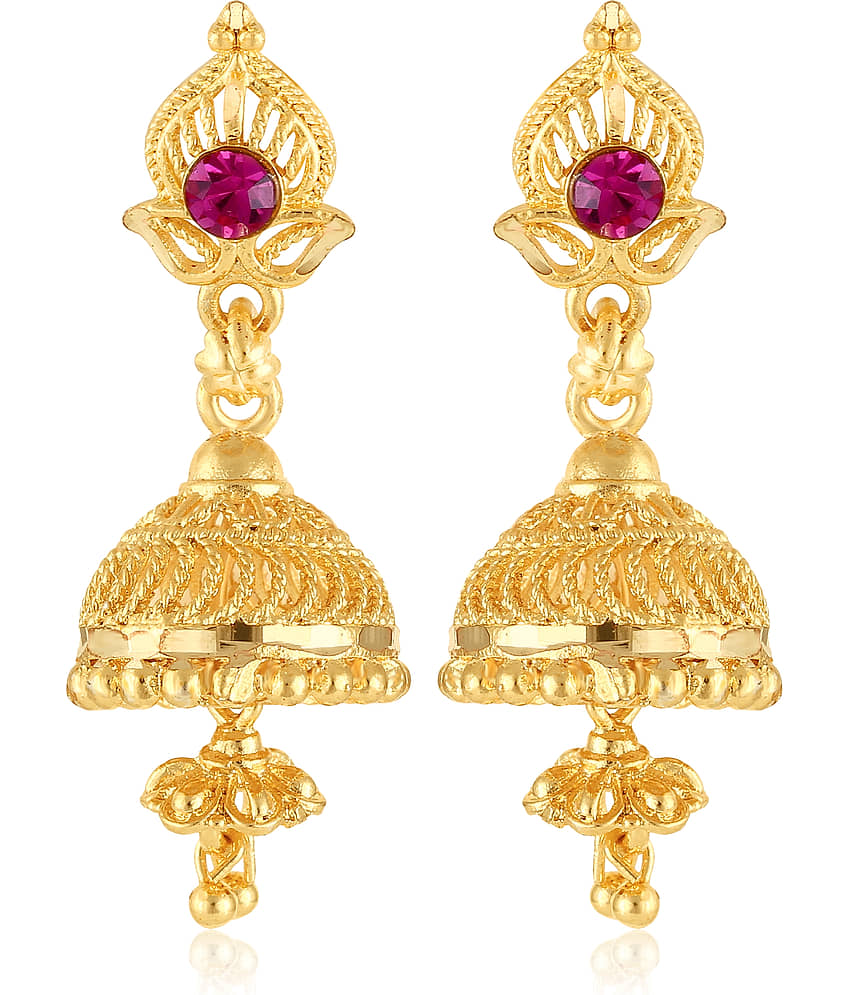 Traditional wear, Wedding and Party wear South Screw back alloy Gold Plated Jhumki Earring for Women and Girls - Earrings | Buy online on ZillyBuy