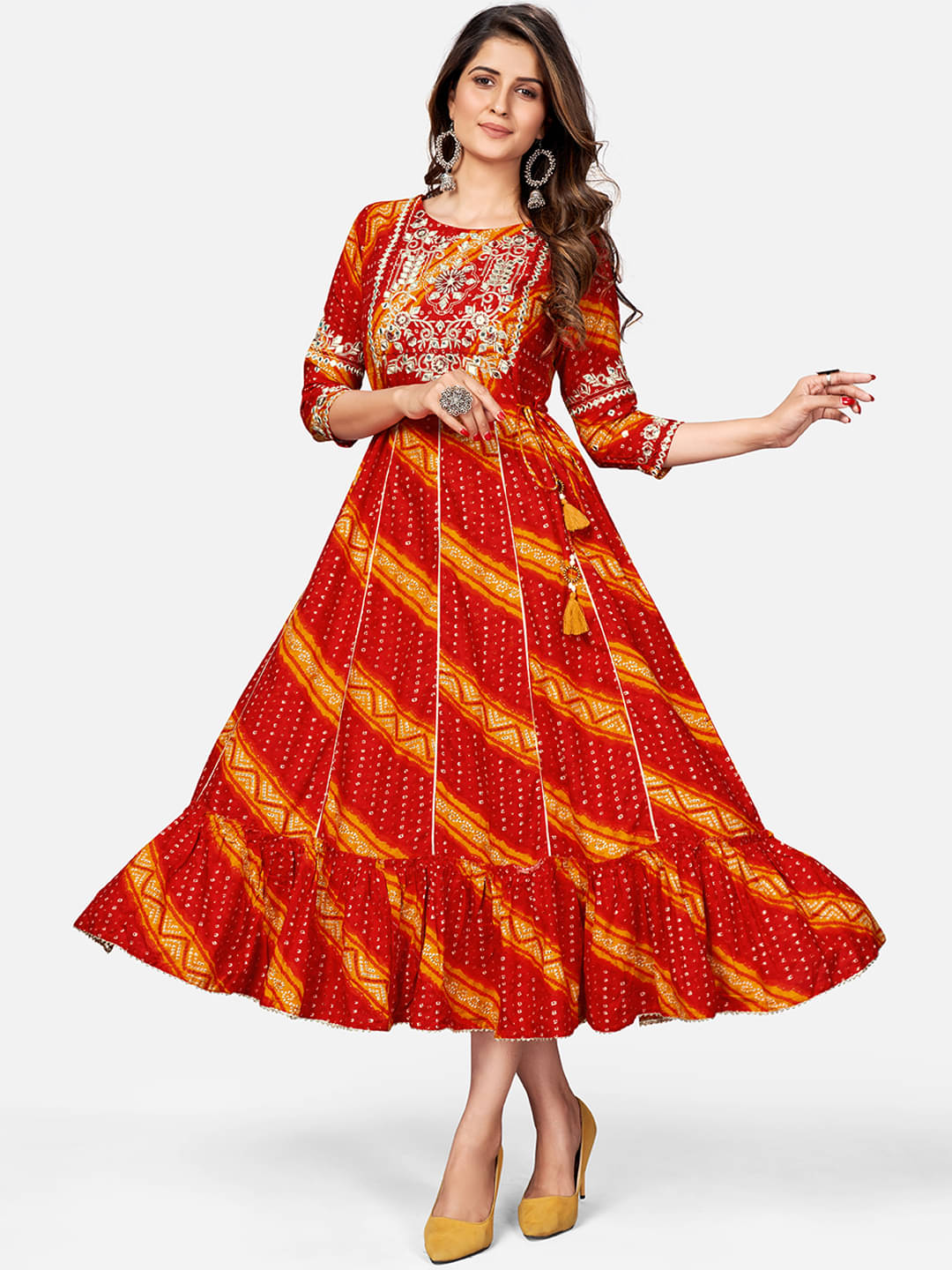     			Vbuyz Red Rayon Anarkali Kurti