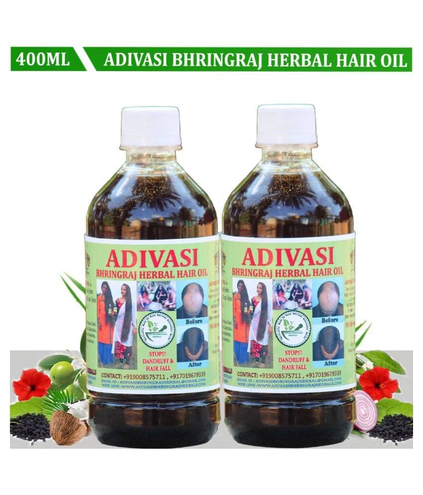     			ADIVASI BHRINGRAJ HERBAL HAIR OIL - Anti Hair Fall Onion Oil 400 ml ( Pack of 2 )