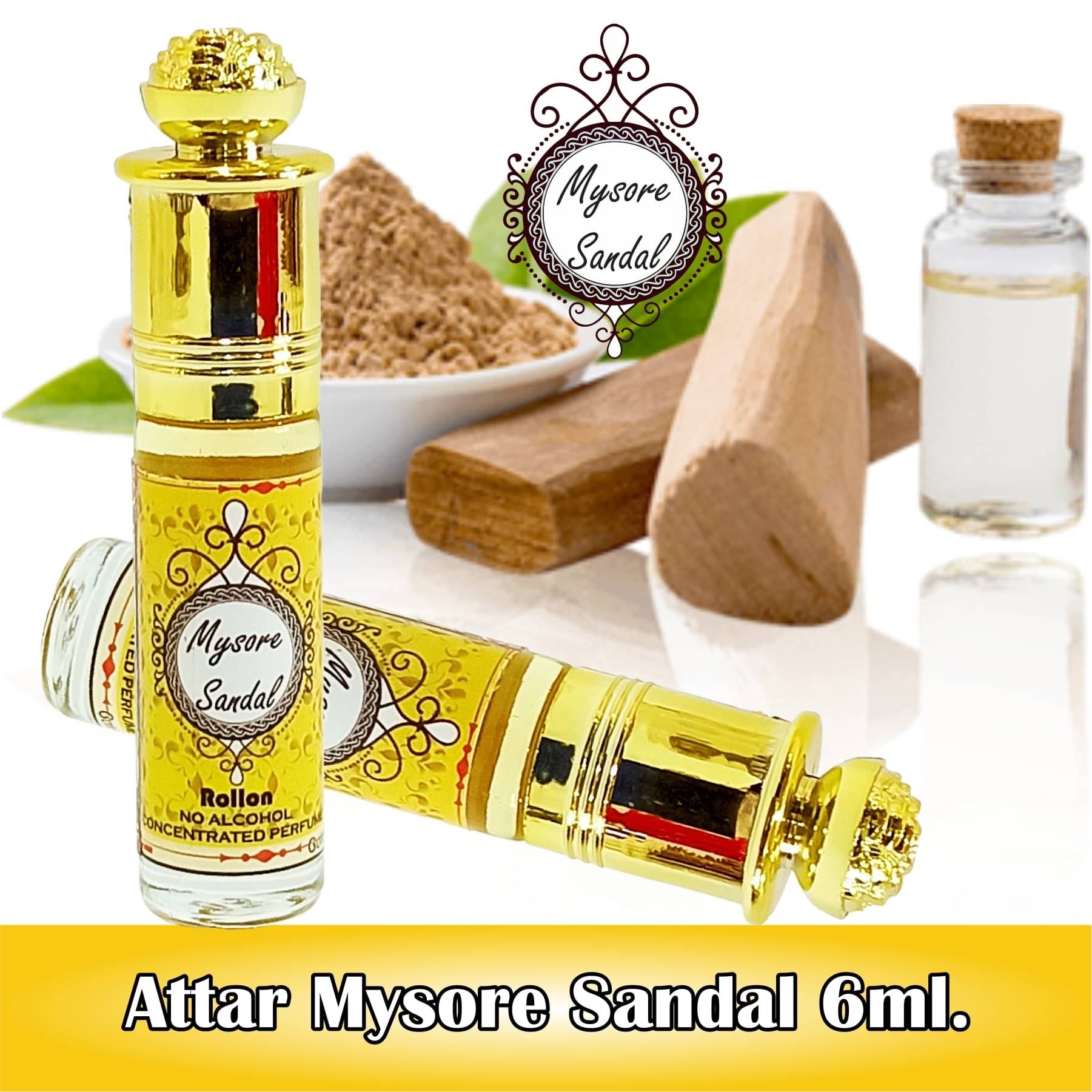 INDRA SUGANDH BHANDAR - Pure Mysore Sandal - Original Chandan Attar For Men & Women 6ml Pack Of 1 INDRA SUGANDH BHANDAR - Pure Mysore Sandal - Original Chandan Attar For Men & Women 6ml Pack Of 1