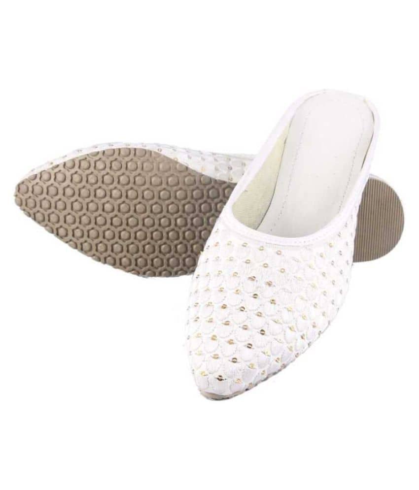 Raj - White Women's Mules - Ethnic Shoes | Buy online on ZillyBuy