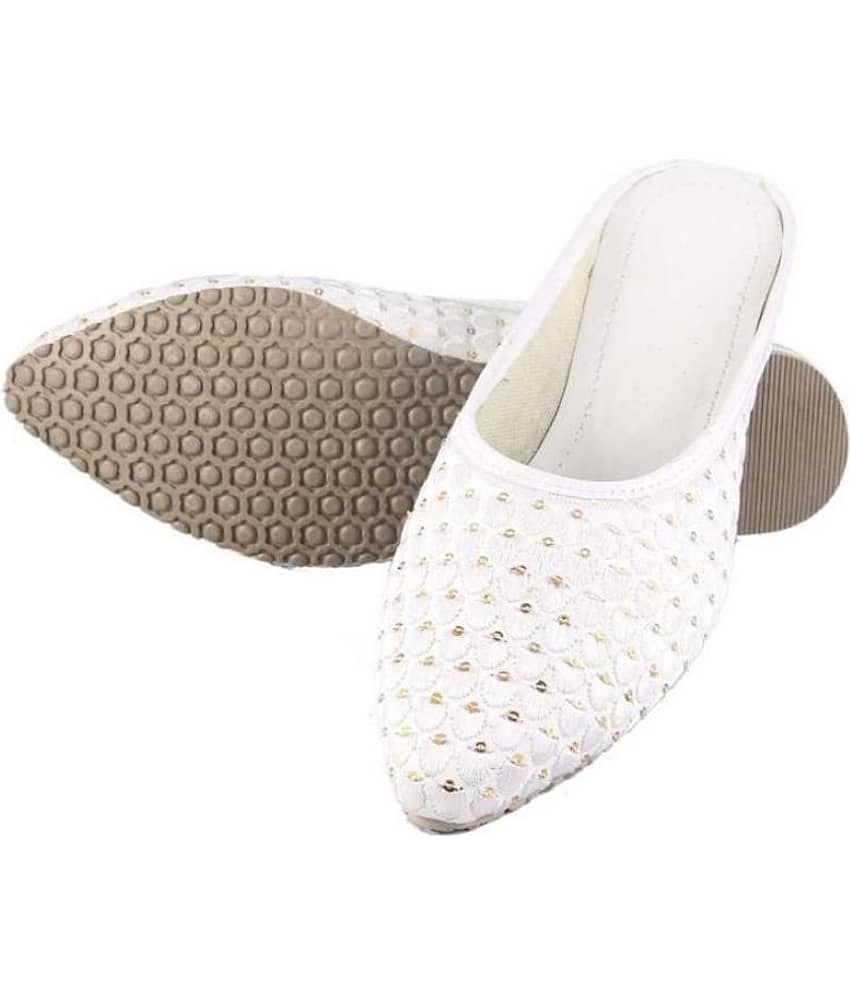 Raj - White Women's Mules - Ethnic Shoes | Buy online on ZillyBuy