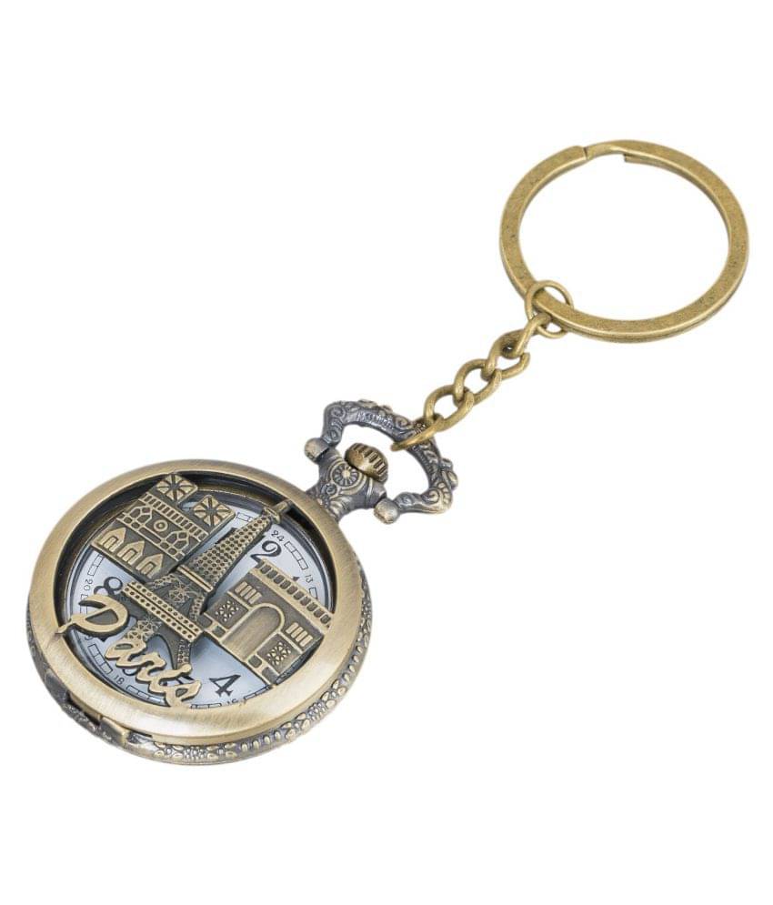     			Shubheksha Paris Eiffel Tower Theme Designer Pocket Watch Vintage Clock Metallic Keyring Key Chain