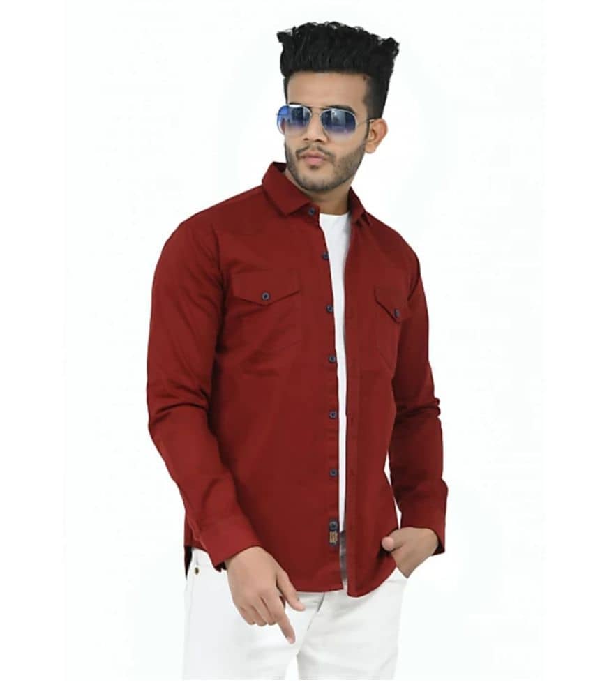 AIA.FAB 100 Percent Cotton Slim Fit Men's Casual Shirt - Maroon ( Pack of 1 )