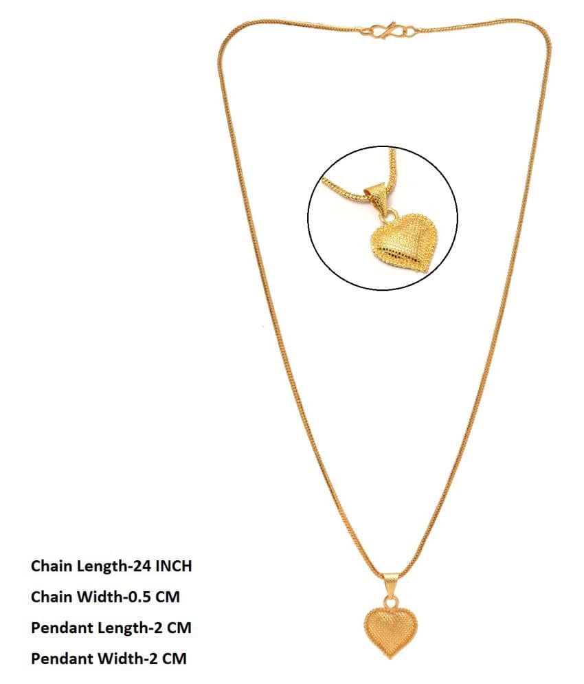 Jewar Mandi Pendant with Chain Love Pan Heart Jaali Net Design Gold Plated Jewelry for Women & Girls 8528