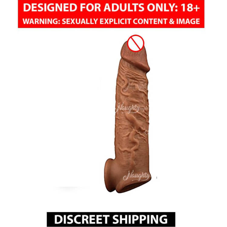 Silicon Made 9 Inch Double Brown Penis Cover Dragon Condom With 2 Inch Extension