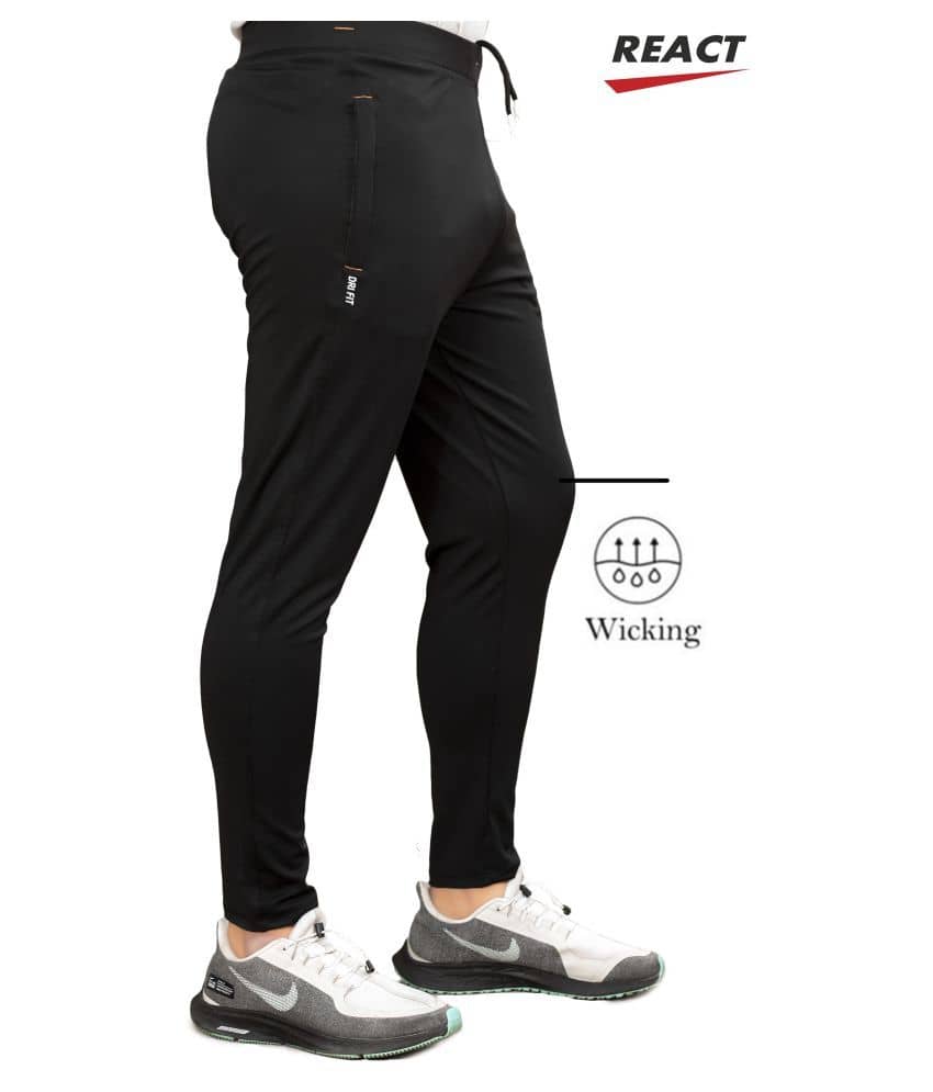 react - Black Polyester Men's Trackpants ( Pack of 1 ) - Track Pants | Buy online on ZillyBuy