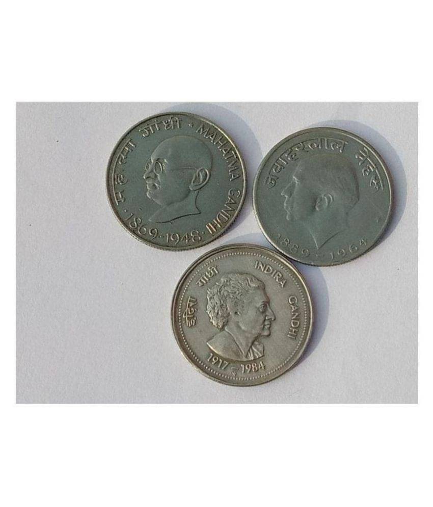     			50 Paise Commemorative Set Indira Gandhi , Jawaharlal Nehru And Mahatma Gandhi 3 Coins Set -  GOOD FOR COLLECTION - GREAT FOR GIFTING