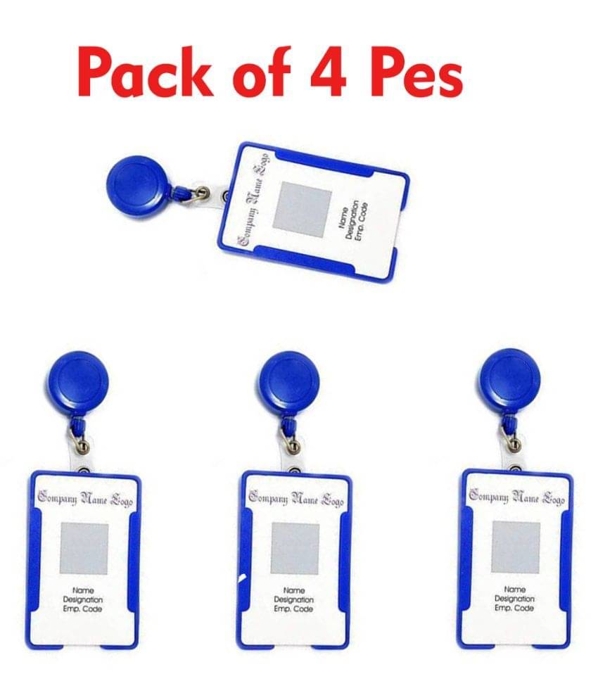 Dey's stationery store Plastic 4 ID Badge Holder (Blue / pack of 4 ) Dey's stationery store Plastic 4 ID Badge Holder (Blue / pack of 4 )