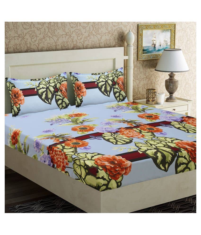 Home Candy Microfibre Double Bedsheet ( Multicolor )
