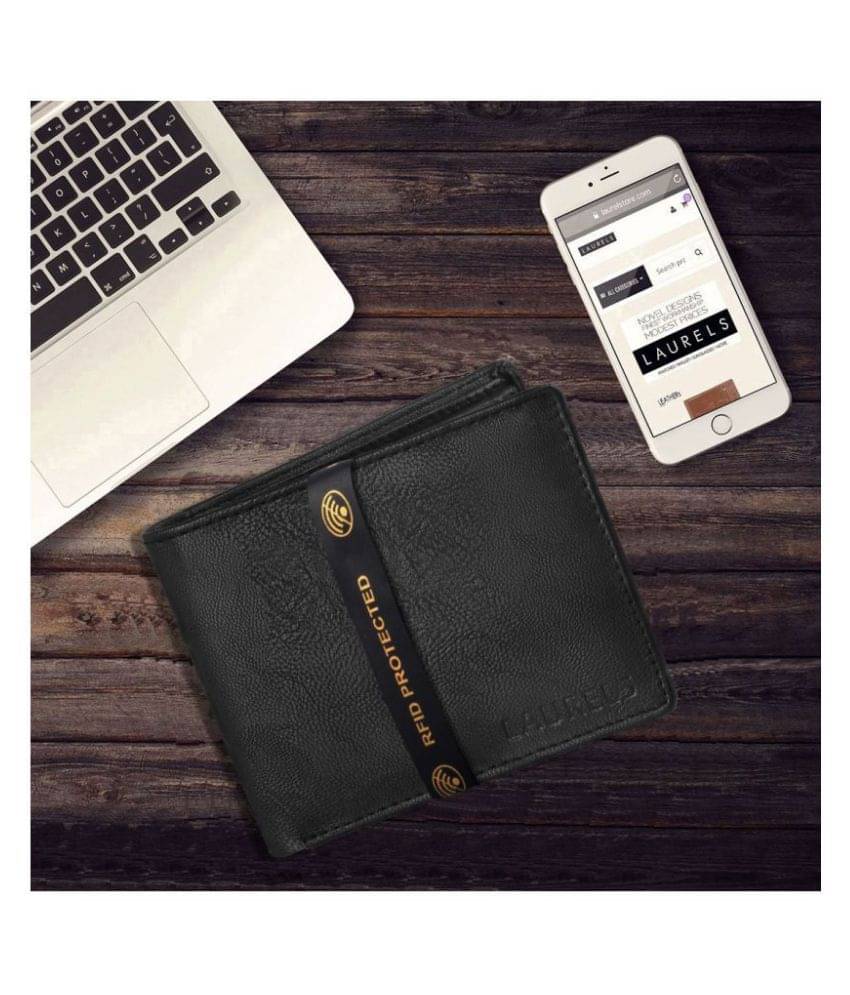     			Laurels PU Black Casual Regular Wallet