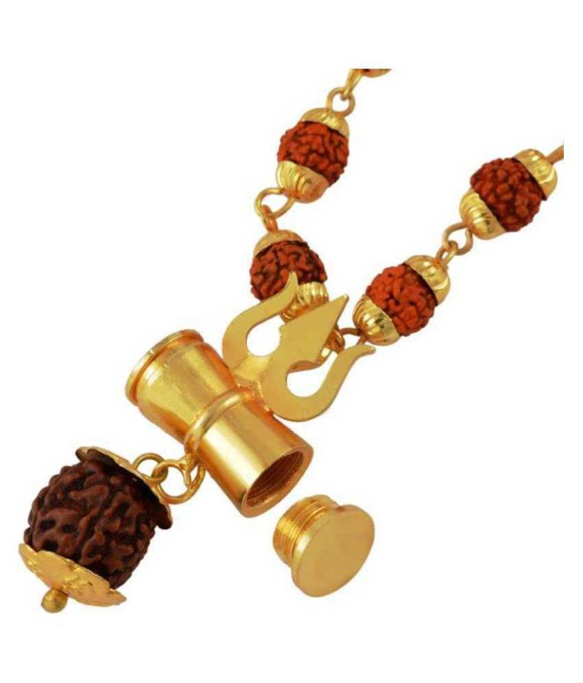    			Loard Shiv Shakti Kavach 5 Mukhi Chamtkaari Rudraksha Mala With Shiv Trishul & Damru Rudraksh Panchmukhi
