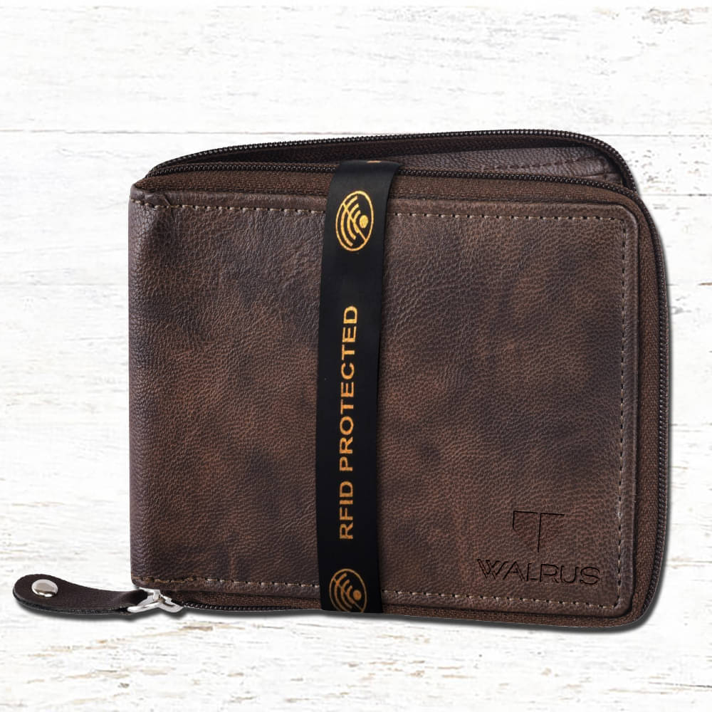     			Walrus Faux Leather Brown Casual Regular Wallet