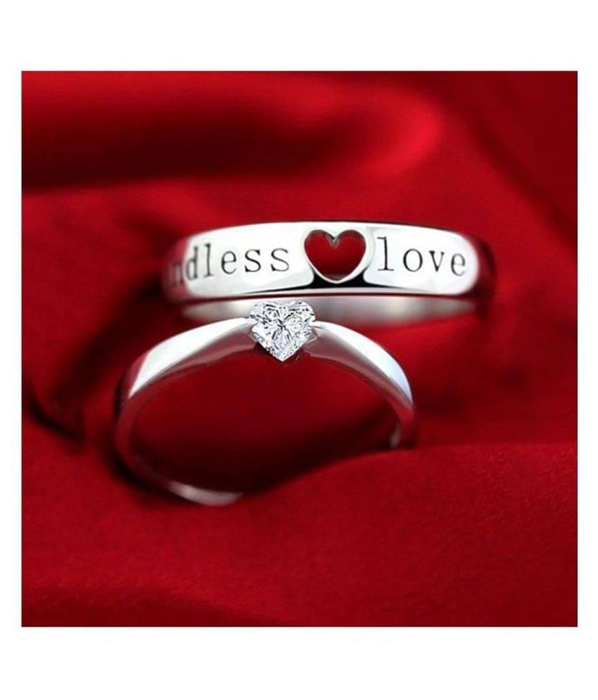 Adjustable Couple Rings Set for lovers in silver set Alloy King and Queen Couple Rings for Every Special Occasion Crystal Sterling Silver Plated Ring Set