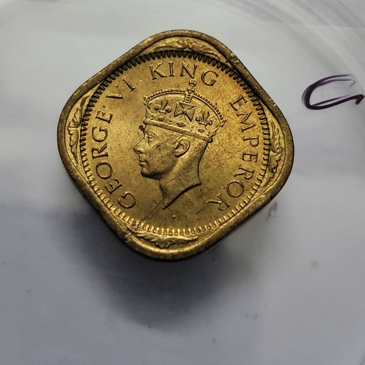     			George VI 1/2 Anna 1942 Copper Nickel Coin UNC