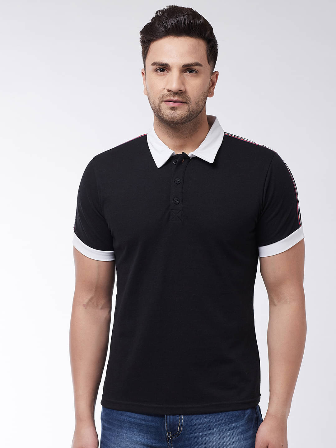     			Gritstones Pack of 1 Cotton Blend Regular Fit Solid Half Sleeves Men's Polo T Shirt ( Black )