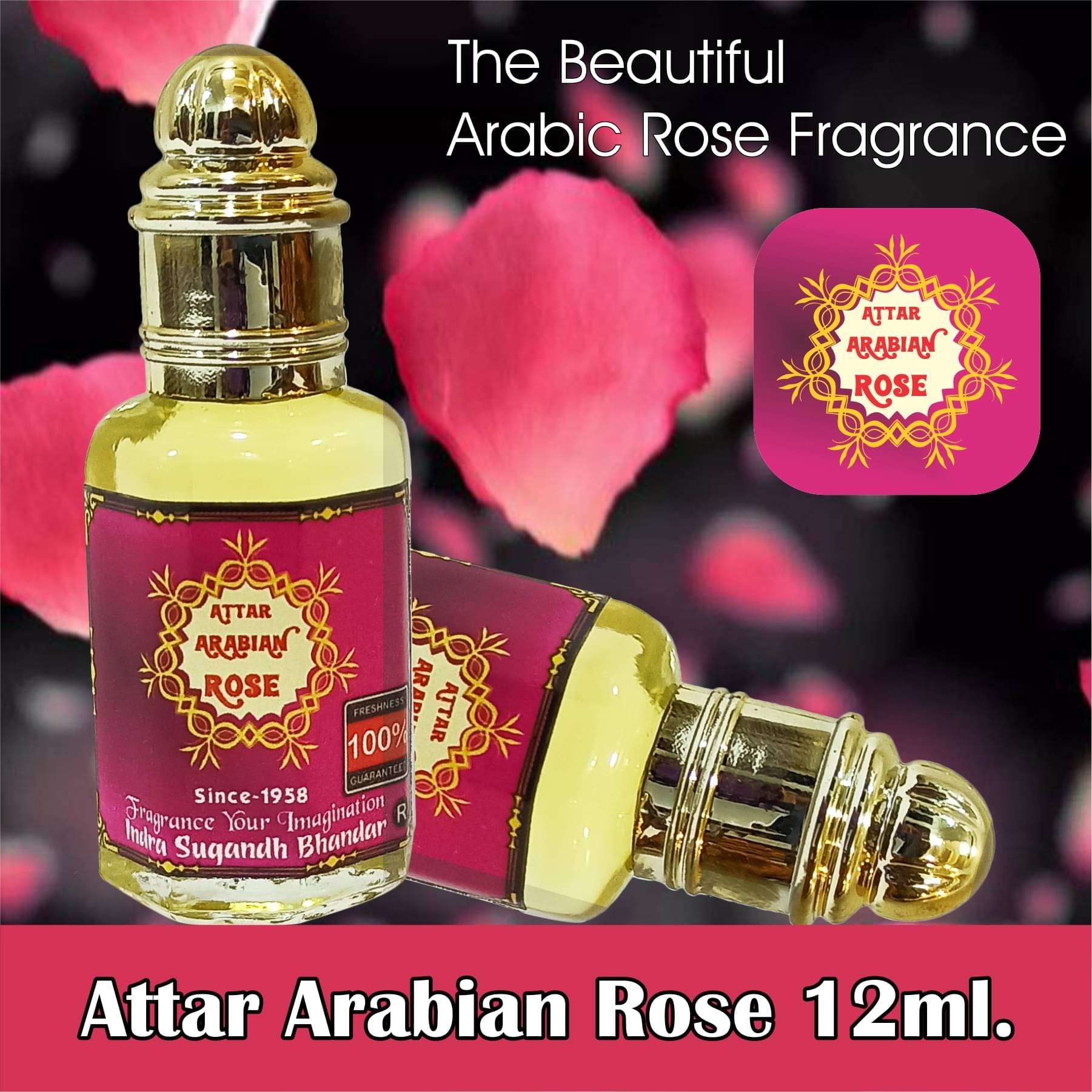     			INDRA SUGANDH BHANDAR Attar For Men|Women Arabian Rose Premium Rose|Gulab 24 Hours Long Lasting Fragrance 12ml Rollon Pack