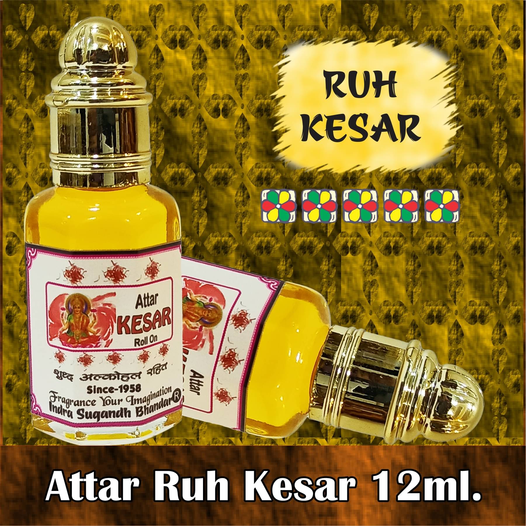     			INDRA SUGANDH BHANDAR Attar For Men|Women Laxmi Kesar| Saffron For Pujan Ruh E Kesar Long Lasting Fragrance 12ml Rollon Pack