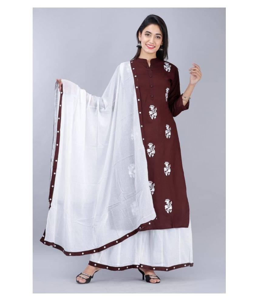 MAUKA Rayon Kurti With Palazzo - Stitched Suit MAUKA Rayon Kurti With Palazzo - Stitched Suit