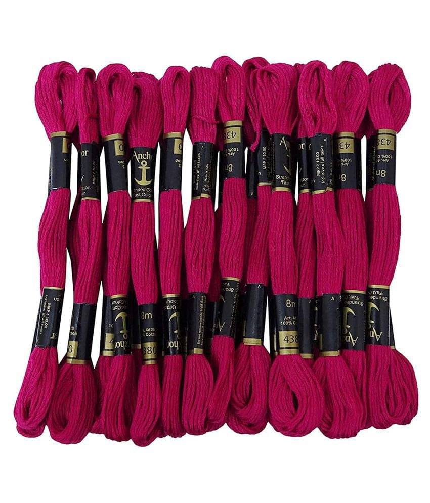     			PRANSUNITA Anchor Stranded Cotton 6 Strand Cross-Stitch Hand Embroidery Stranded Cotton Craft Sewing Floss Thread, Pack of 10