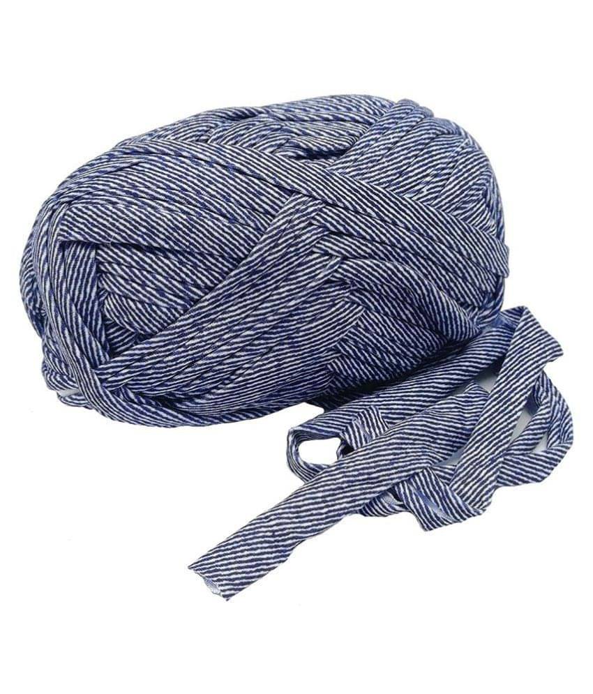 T-Shirt Yarn Carpet, Knitting Yarn for Hand DIY Bag Blanket Cushion Crocheting Projects TSH New 100 GMS (Blue Linning) T-Shirt Yarn Carpet, Knitting Yarn for Hand DIY Bag Blanket Cushion Crocheting Projects TSH New 100 GMS (Blue Linning)