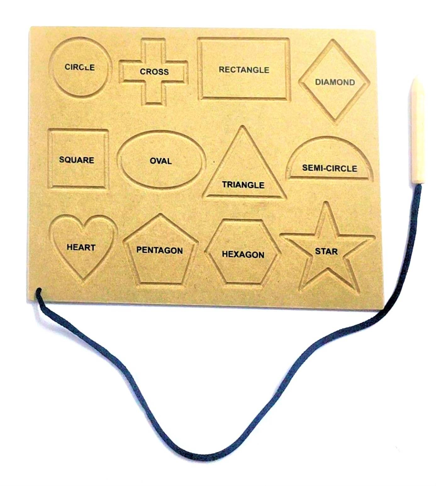 WOODEN 12 Shaped Geometric Writing Practice Board WITH DUMMY PENCIL WOODEN 12 Shaped Geometric Writing Practice Board WITH DUMMY PENCIL