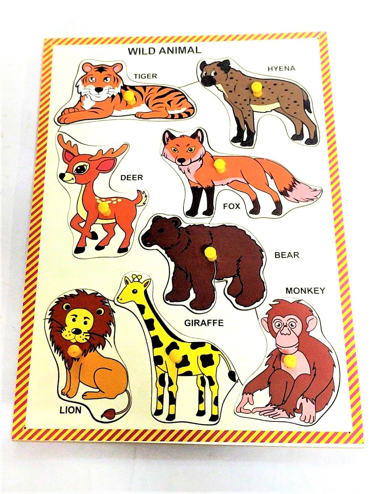     			WOODEN MULTI COLOR 8 SET OF WILD ANIMALS PUZZLE BOARD FOR KIDS PRE PRIMARY EDUCATION