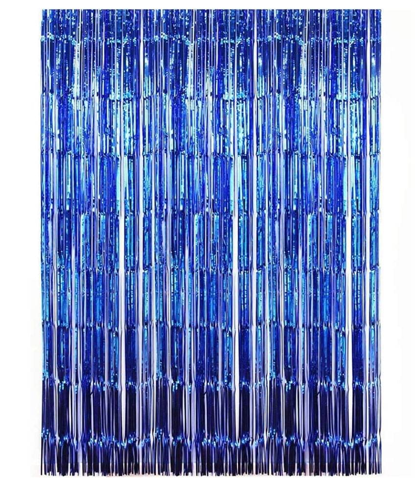     			ZYOZI 1 Tinsel Foil Fringe Backdrop Metallic Door Window Curtain Shimmer Photo Booth for Birthday Wedding Bridal Baby Shower Christmas Party Decor (3ft x 6ft, Blue)