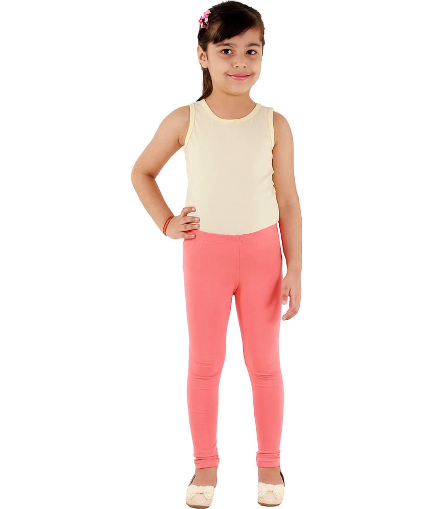 Kids Cave Pack of 1 Girls Cotton Blend Leggings ( Orange )