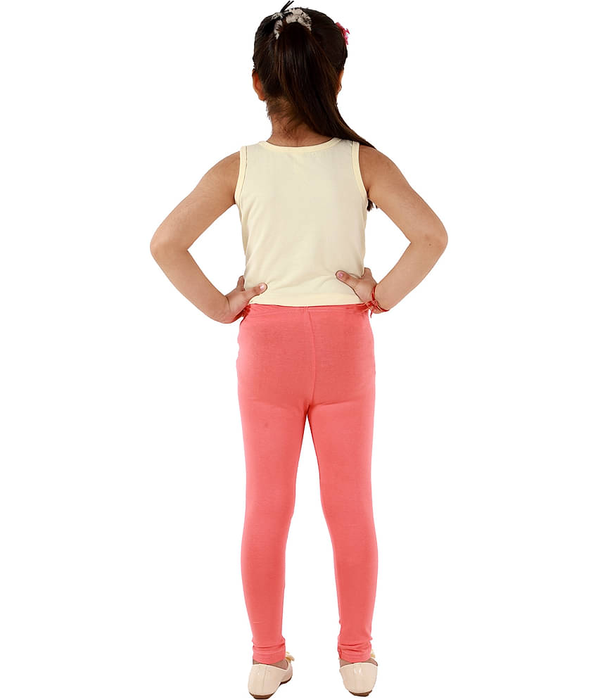 Kids Cave Pack of 1 Girls Cotton Blend Leggings ( Orange )