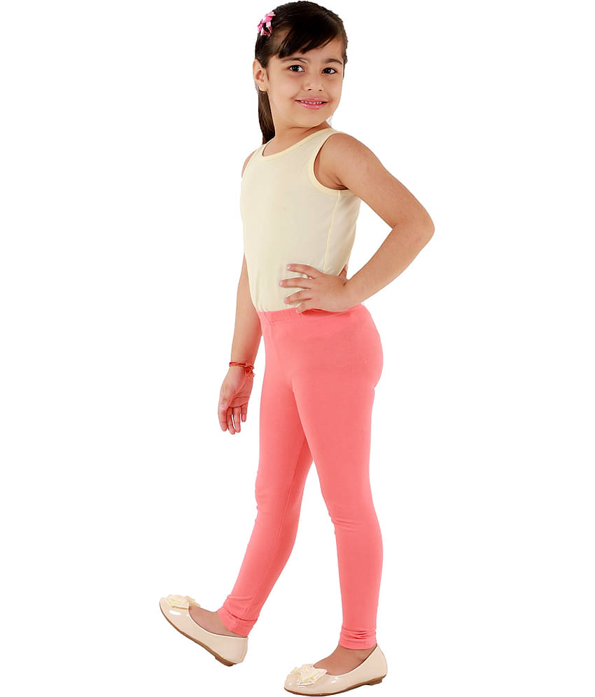 Kids Cave Pack of 1 Girls Cotton Blend Leggings ( Orange )