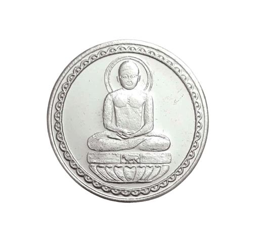     			Shri Mahavir Bhagwan with Namo Ari Hantanam 9 Grams Silver Plated Coin with Free Beautiful Coin Box