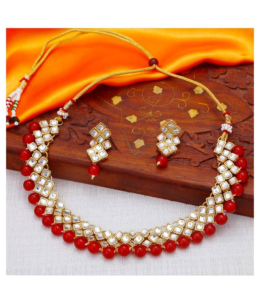    			Sukkhi Alloy Maroon Traditional Necklaces Set Choker
